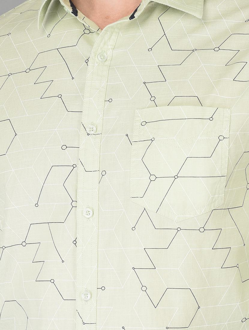 green printed casual shirt - 18347260 - Standard Image - 5