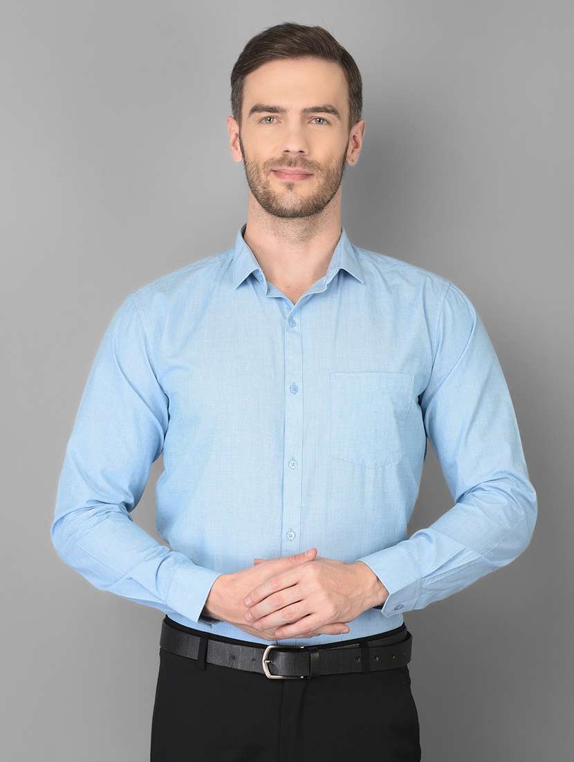 light blue solid formal shirt - 18347275 -  Zoom Image - 0