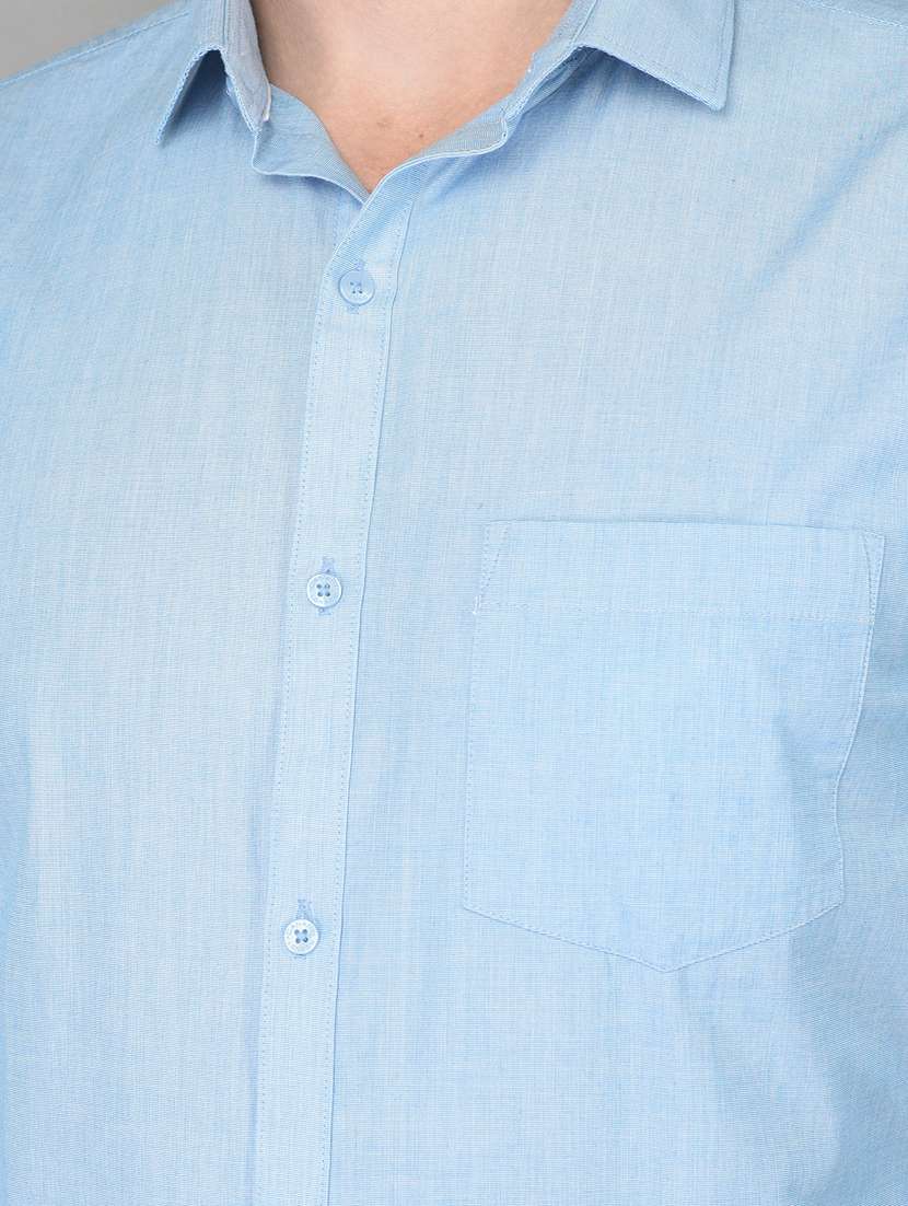 light blue solid formal shirt - 18347275 - Standard Image - 5