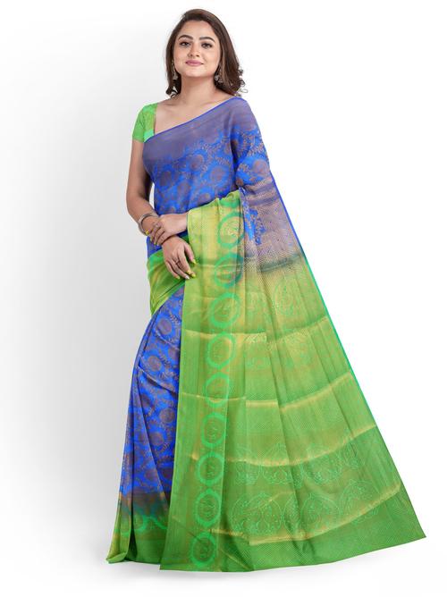 women's self design royal blue colored saree - 18347350 - Standard Image - 0