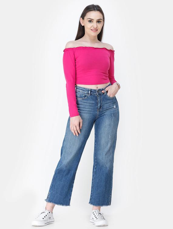 off-shoulder solid regular top - 18347365 - Standard Image - 3