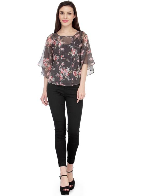three quarter sleeved printed regular top - 18347424 - Standard Image - 3