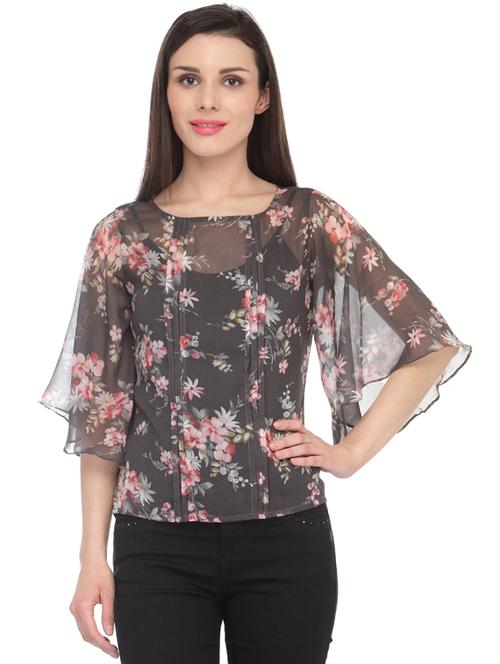 three quarter sleeved printed regular top - 18347425 - Standard Image - 0