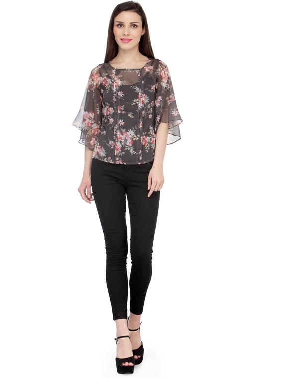 three quarter sleeved printed regular top - 18347425 - Standard Image - 3