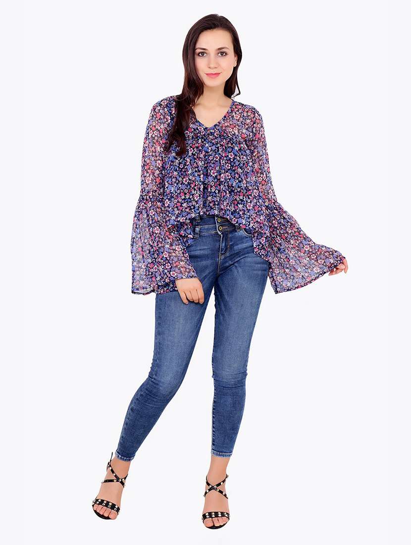 bell sleeved floral top  - 18347523 -  Standard Image - 3