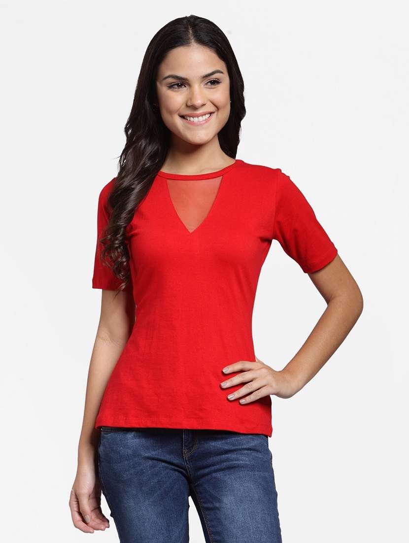 round neck solid top  - 18347535 -  Zoom Image - 0