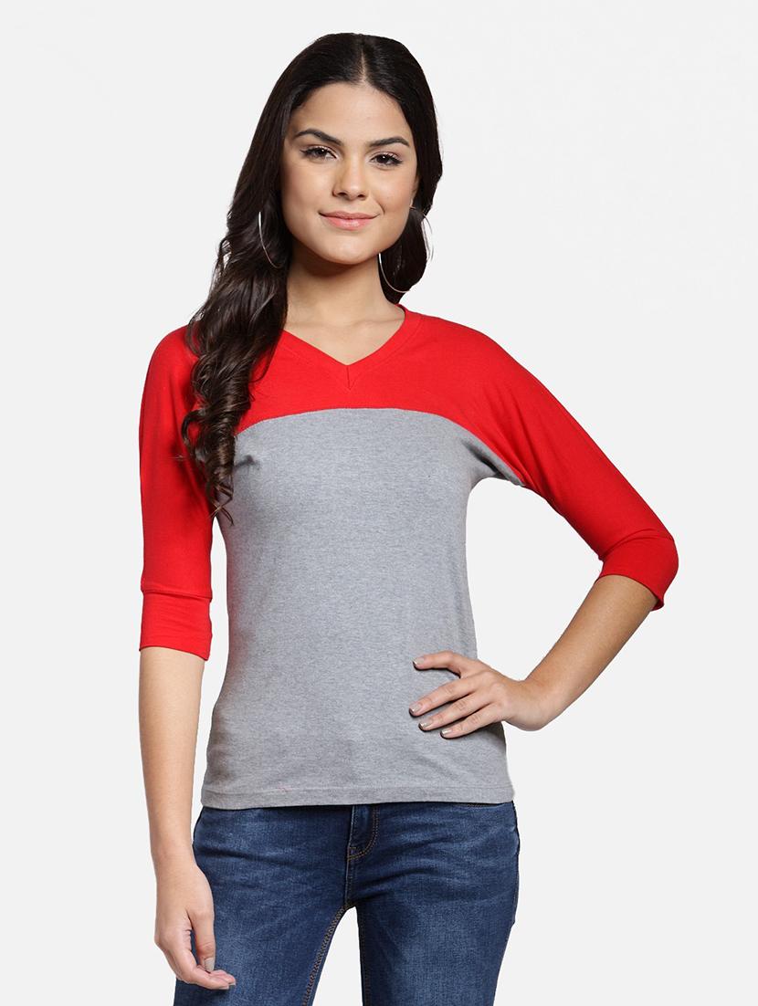 v-neck color block top  - 18347542 -  Zoom Image - 0
