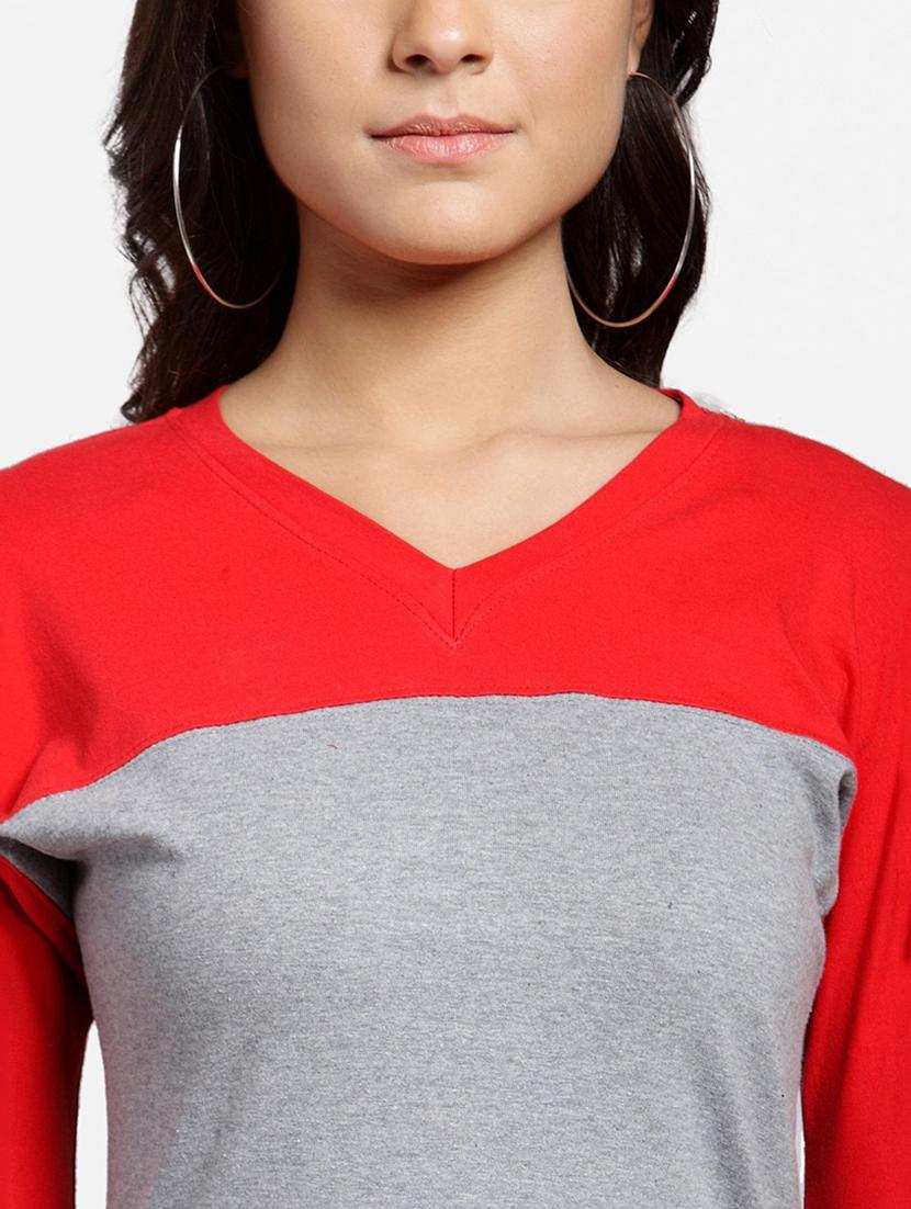 v-neck color block top - 18347542 - Standard Image - 3