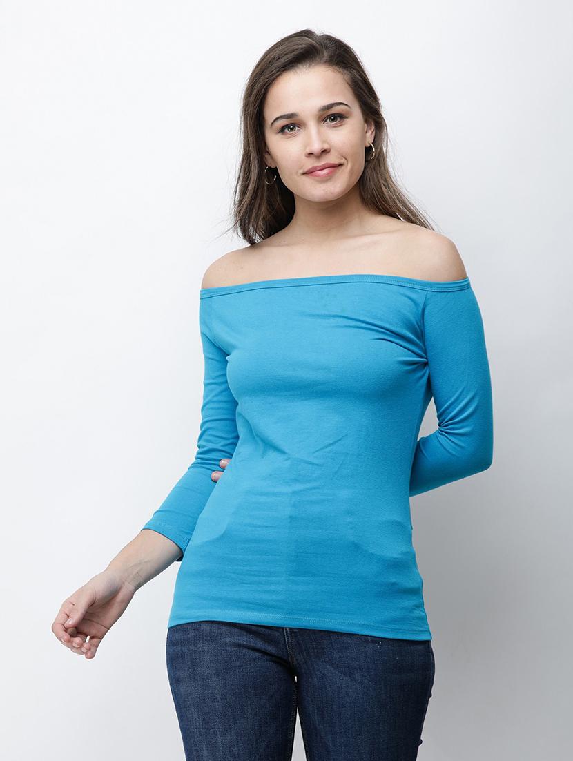 off shoulder solid top - 18347547 - Zoom Image - 0