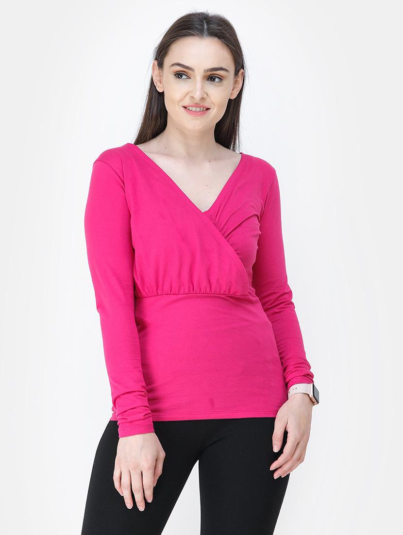 v-neck solid top - 18347593 - Zoom Image - 0