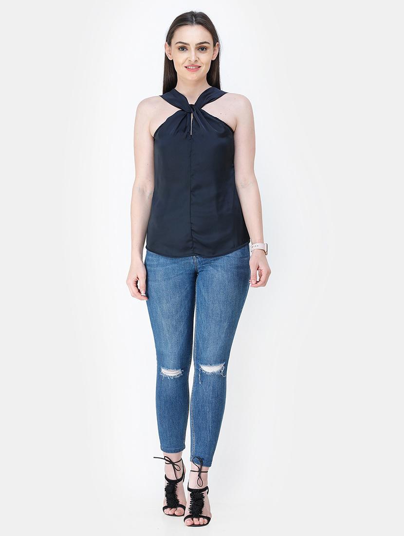 halter neck solid top - 18347605 - Standard Image - 3