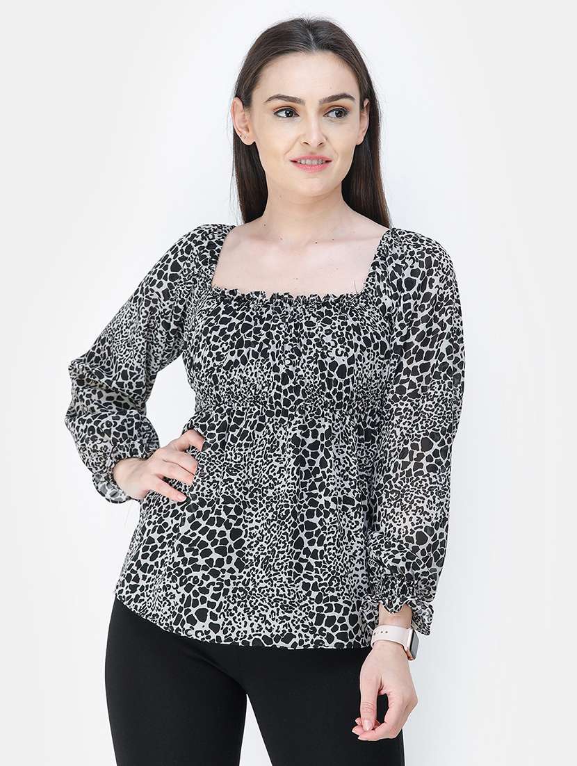 square neck animal print top - 18347606 - Zoom Image - 0