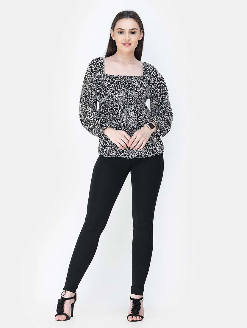 square neck animal print top - 18347606 - Standard Image - 3