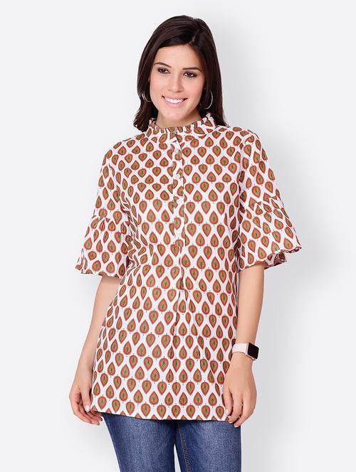 bell sleeved printed tunic - 18347621 - Standard Image - 0