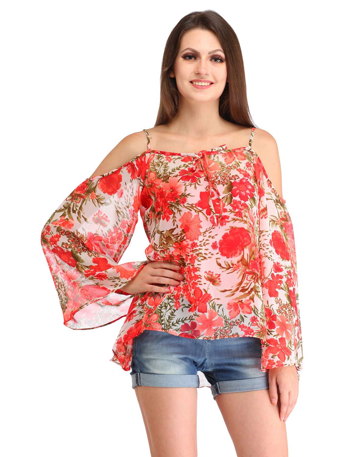 bell sleeved floral top  - 18347632 -  Zoom Image - 0