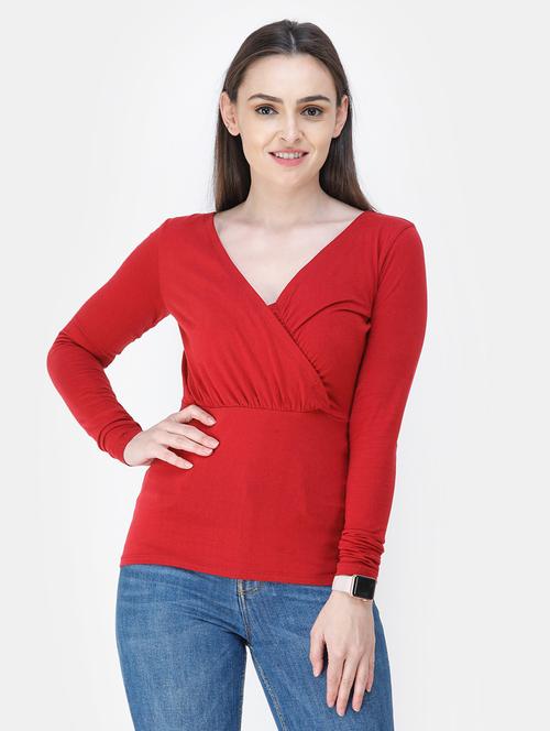 overlap neck solid top - 18347691 - Standard Image - 0