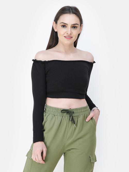 off shoulder solid top - 18347694 - Standard Image - 0