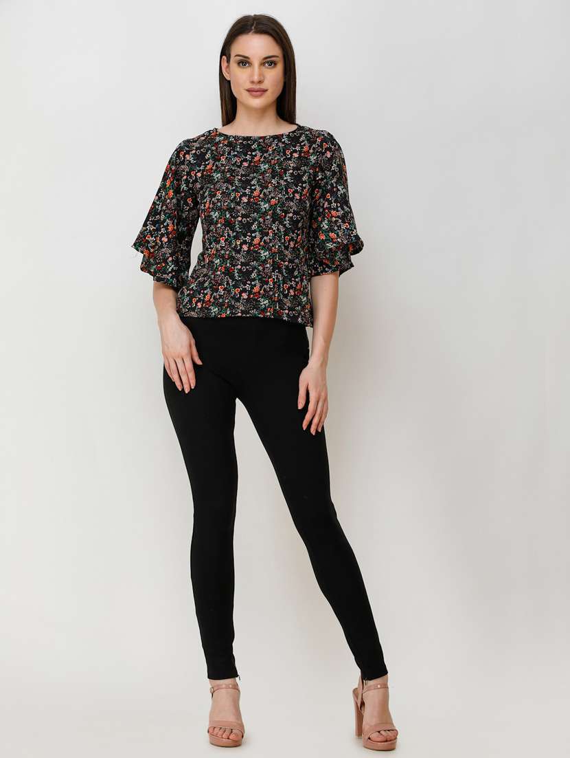 round neck floral print top - 18347722 - Standard Image - 3