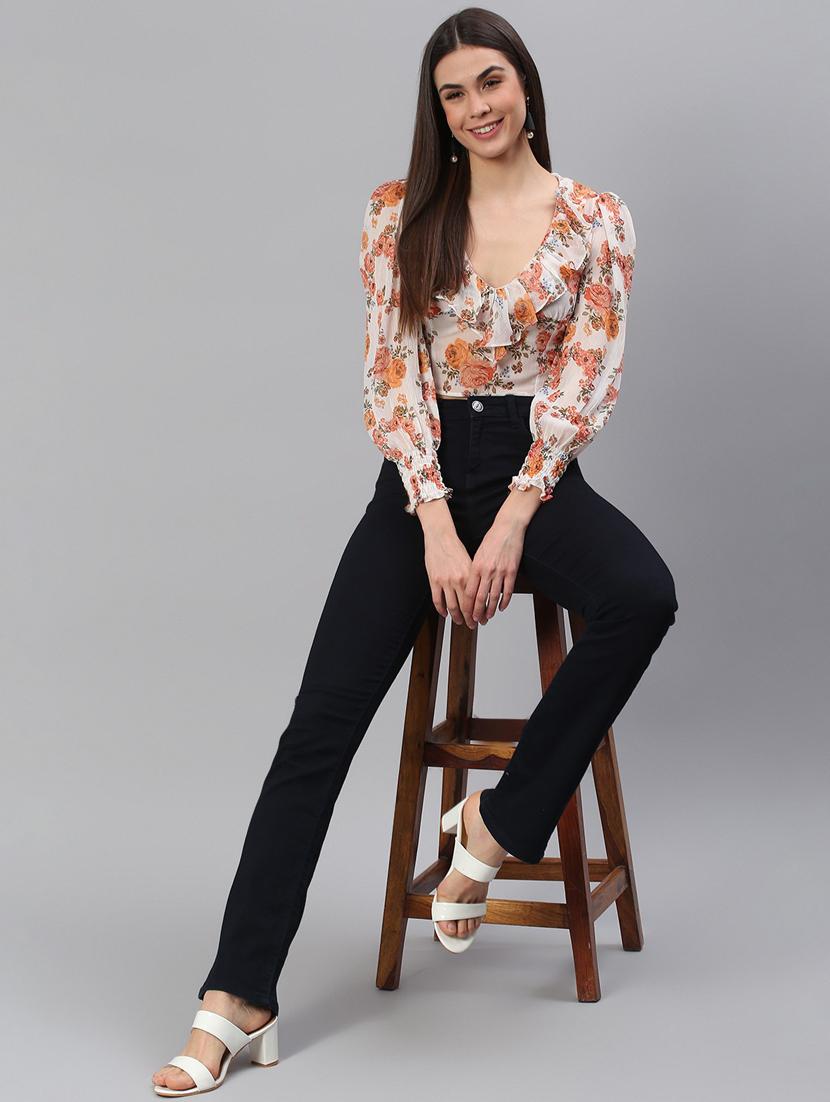 v-neck floral crop top - 18347728 - Standard Image - 3