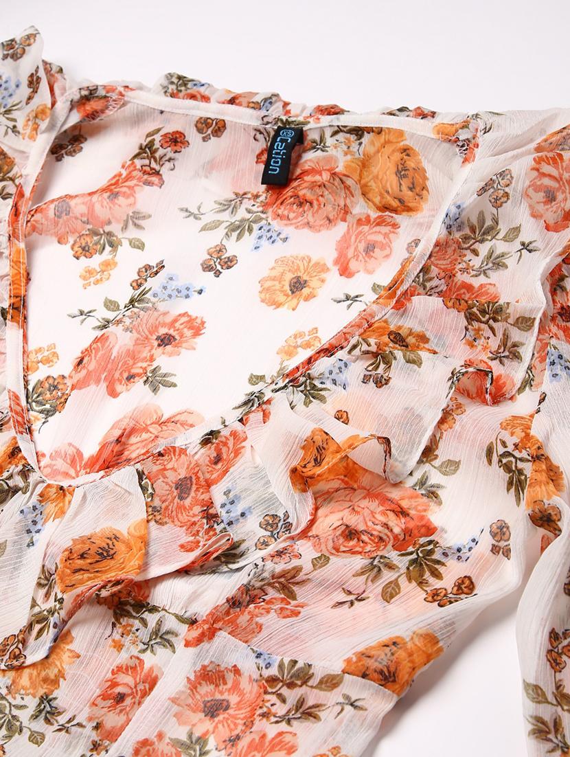 v-neck floral crop top - 18347728 - Standard Image - 5