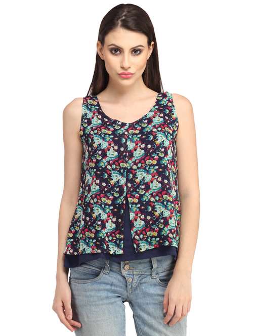 round neck printed top - 18347764 - Standard Image - 0