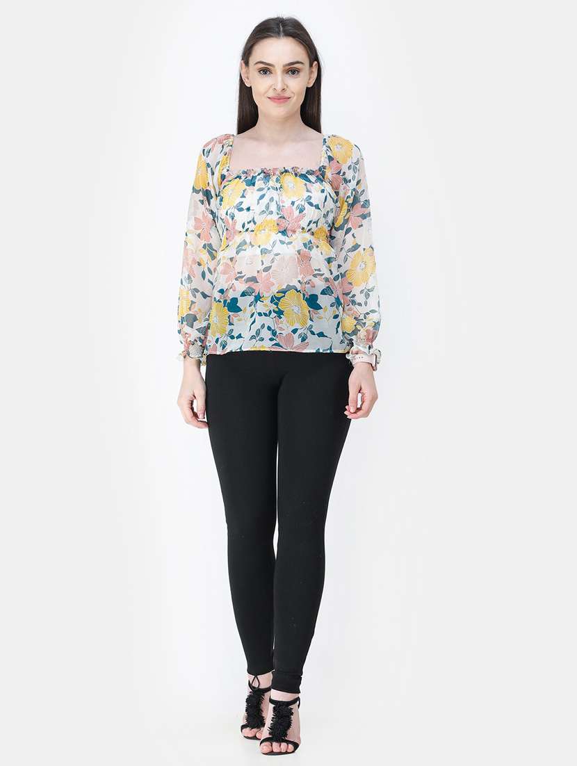 square neck floral print top - 18347803 -  Standard Image - 3