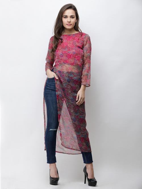 side slit printed tunic - 18347807 -  Standard Image - 0