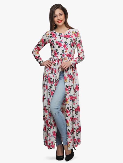 front slit floral maxi tunic - 18347813 - Standard Image - 0
