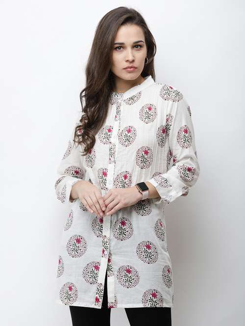 long-sleeved printed regular tunic - 18347824 - Standard Image - 0