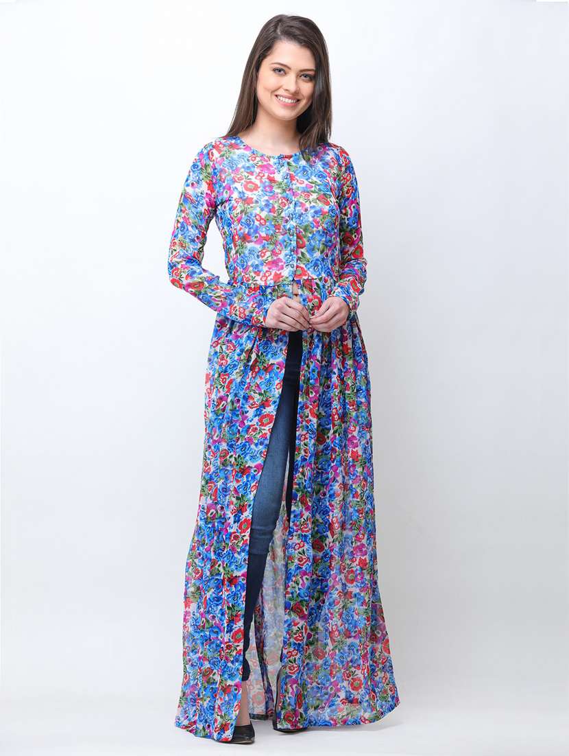 front slit floral maxi tunic