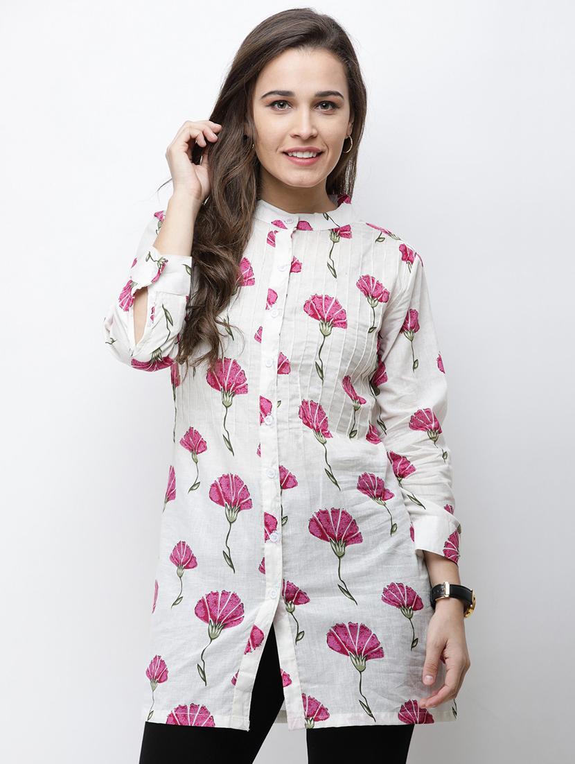 long-sleeved printed regular tunic - 18347852 - Zoom Image - 0
