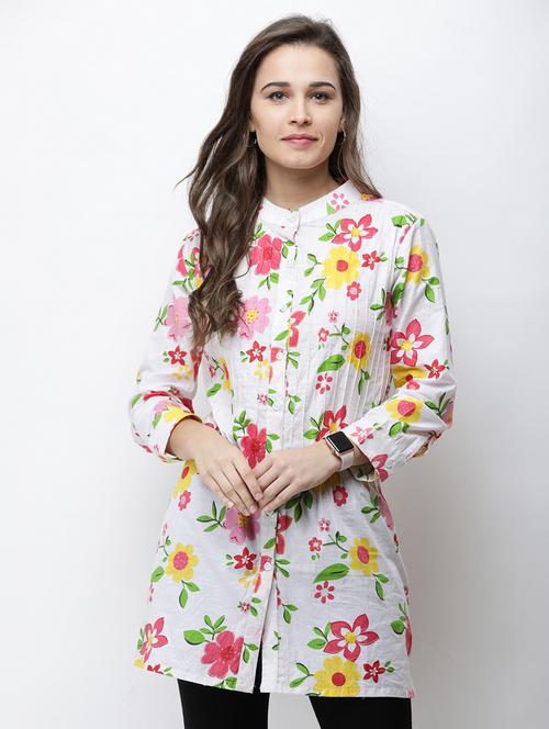 long-sleeved printed regular tunic - 18347862 - Standard Image - 0