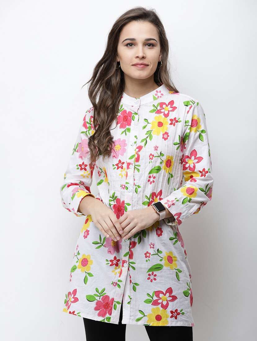 long-sleeved printed regular tunic - 18347862 - Zoom Image - 0