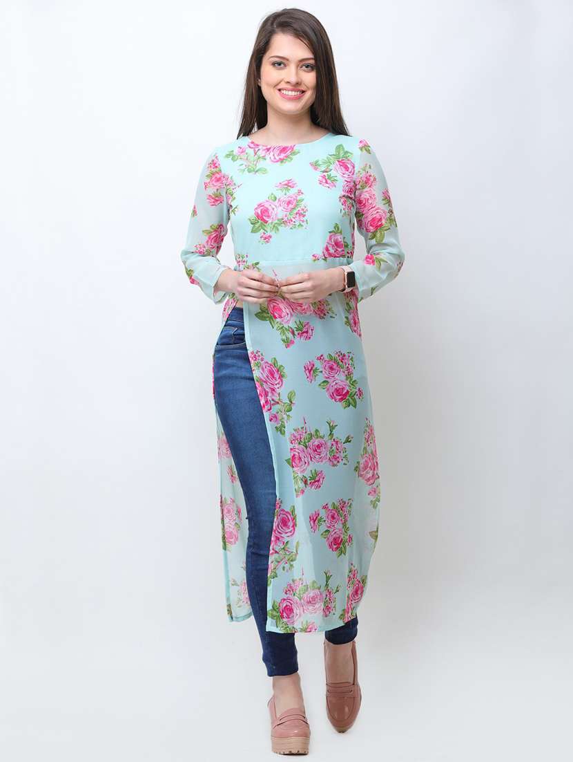side slit floral tunic