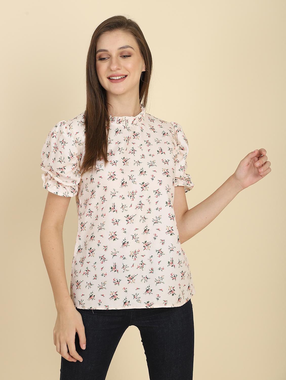 crew neck floral print top - 18347914 -  Zoom Image - 0
