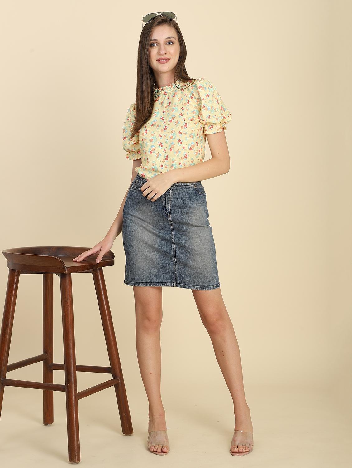 crew neck floral print top - 18347916 - Standard Image - 3