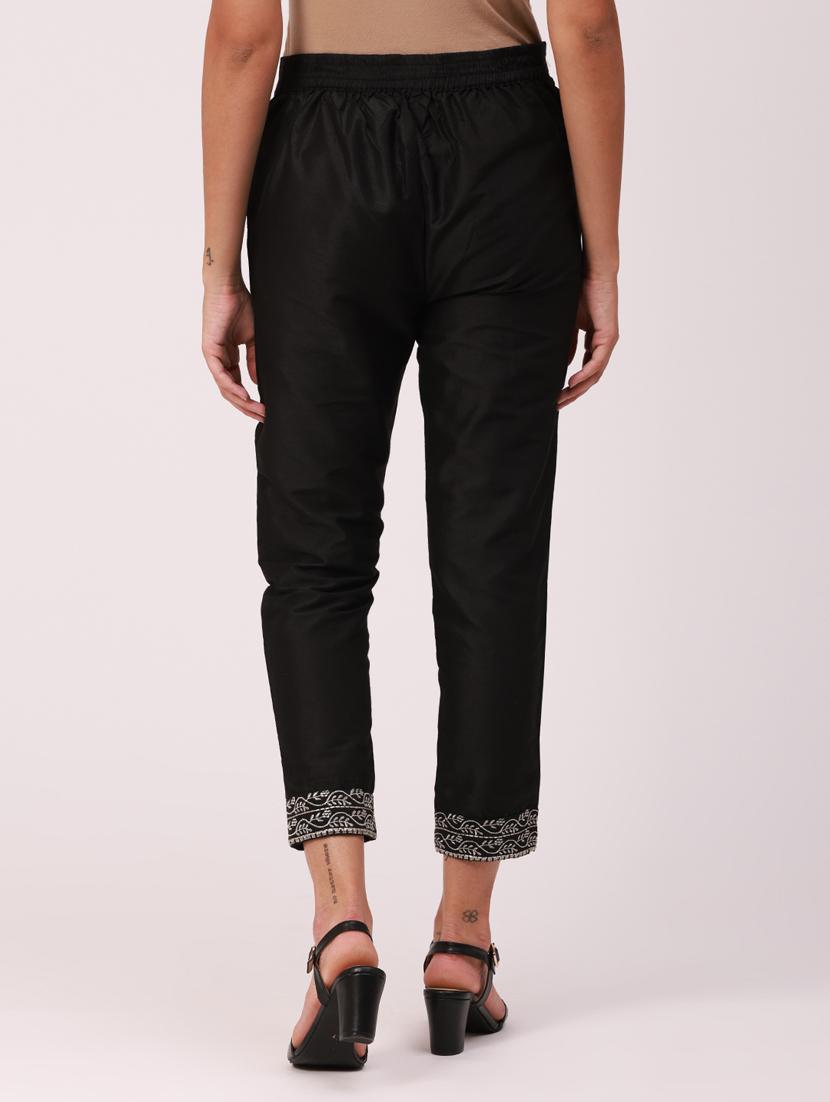 black solid cigarette pants trouser - 18349124 - Standard Image - 3