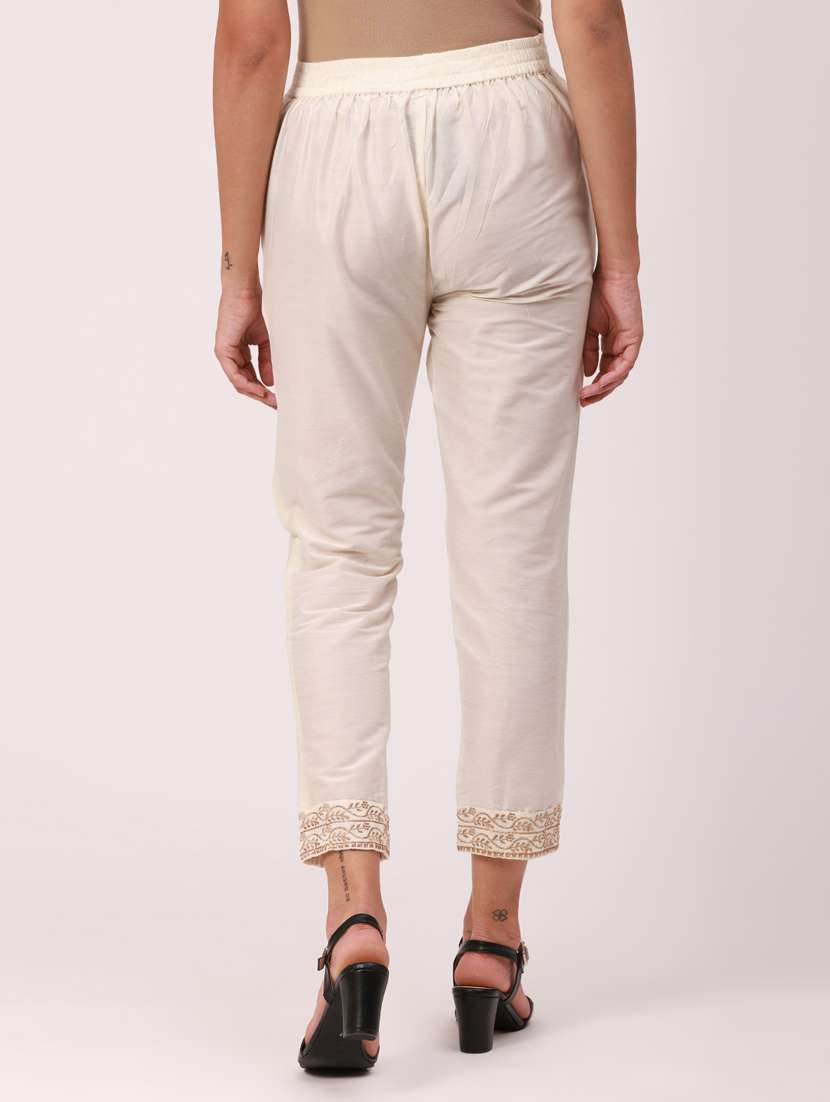 white solid flant front trouser - 18349125 - Standard Image - 3