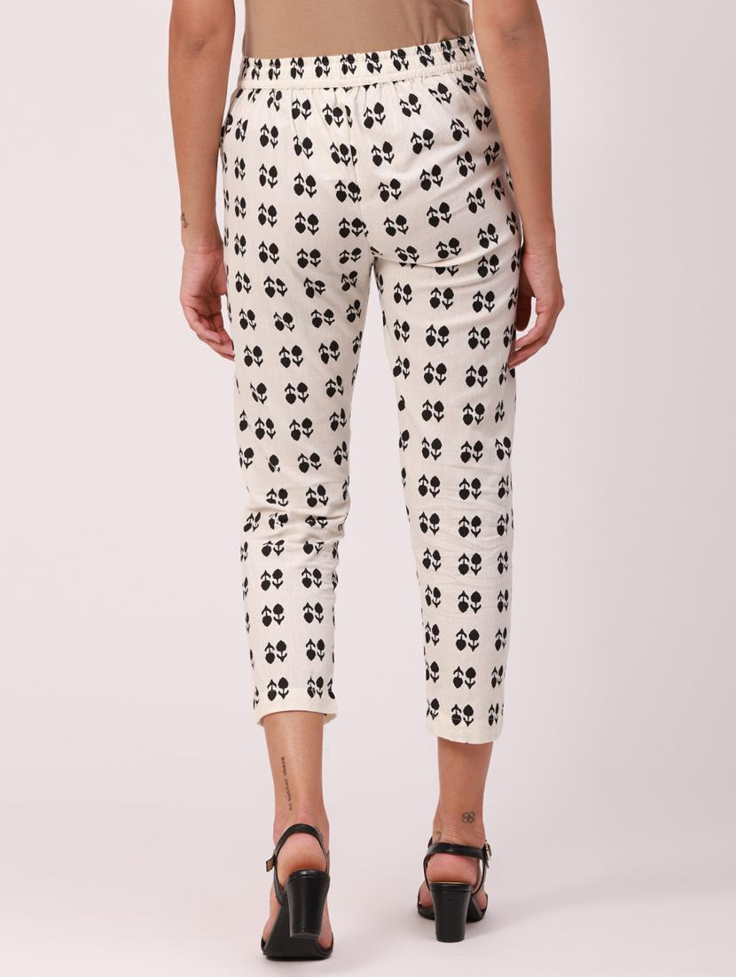 white printed cigarette pants trouser - 18349126 - Standard Image - 3