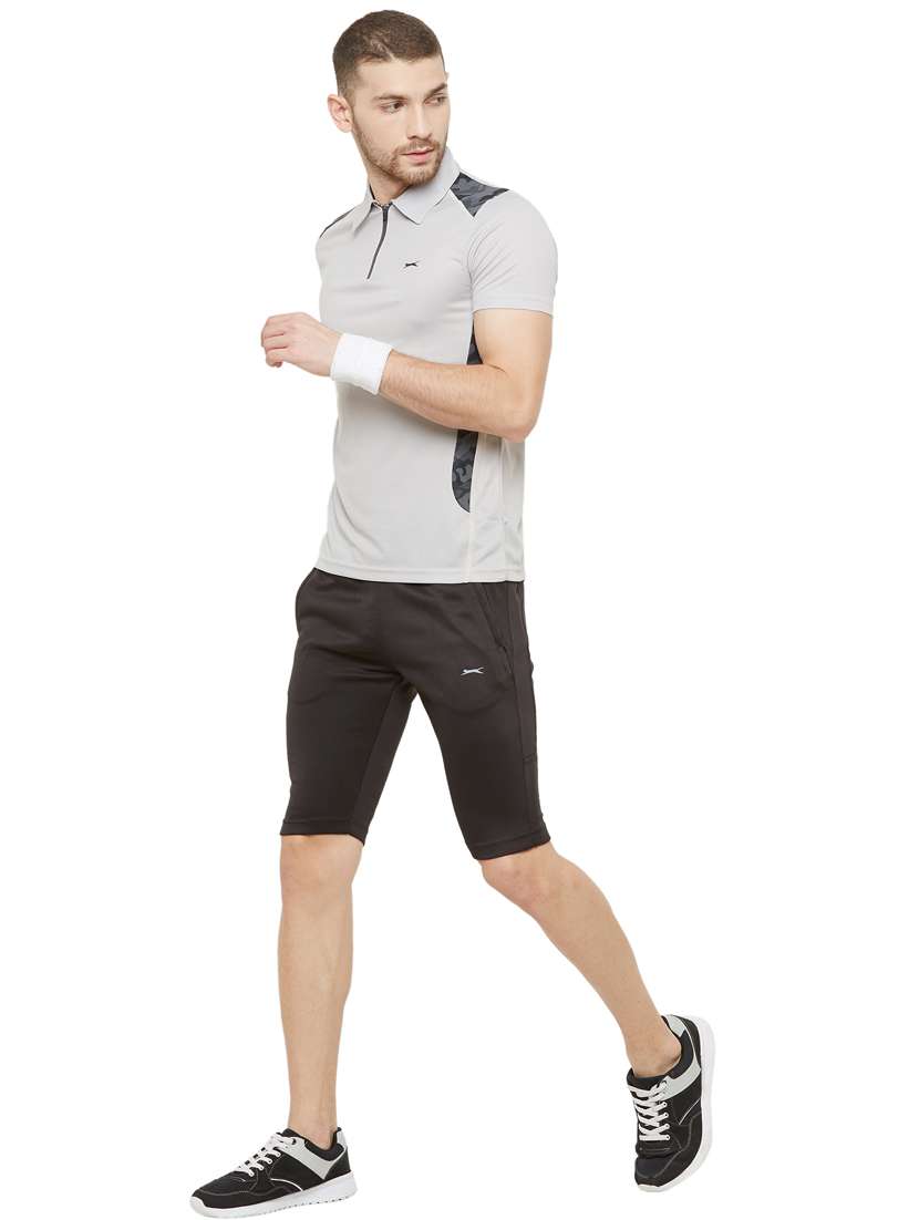 grey solid polo t-shirt - 18349148 - Standard Image - 3