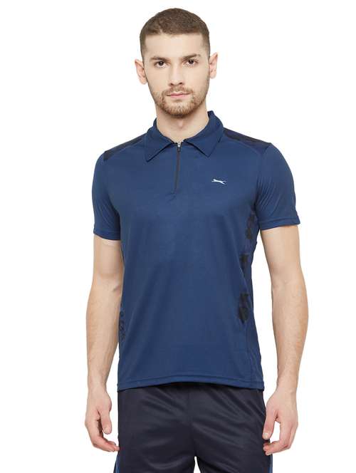 navy blue solid polo t-shirt - 18349150 - Standard Image - 0