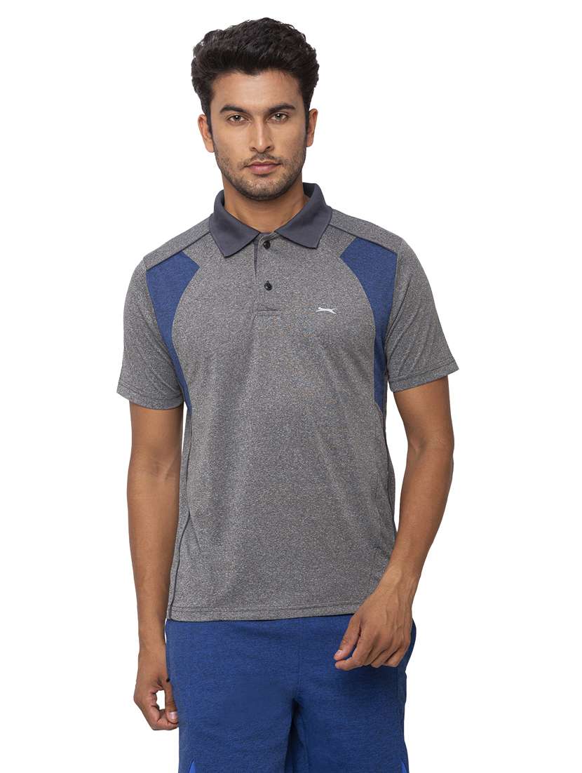 grey color-blocked polo t-shirt - 18349154 -  Zoom Image - 0