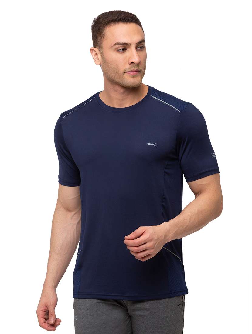 navy blue solid t-shirt - 18349159 -  Zoom Image - 0
