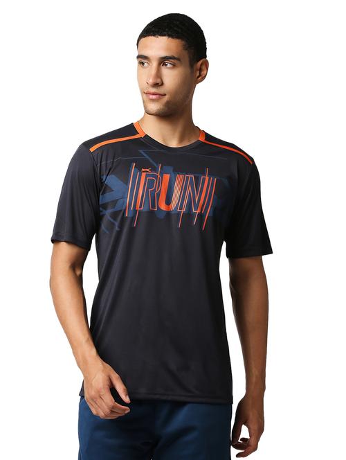navy blue chest-printed t-shirt - 18349162 - Standard Image - 0