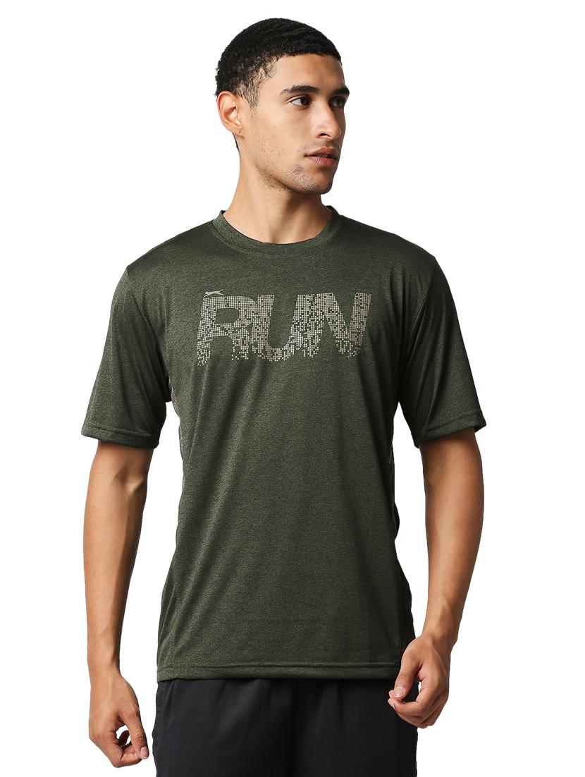 olive green chest-printed t-shirt - 18349165 - Zoom Image - 0