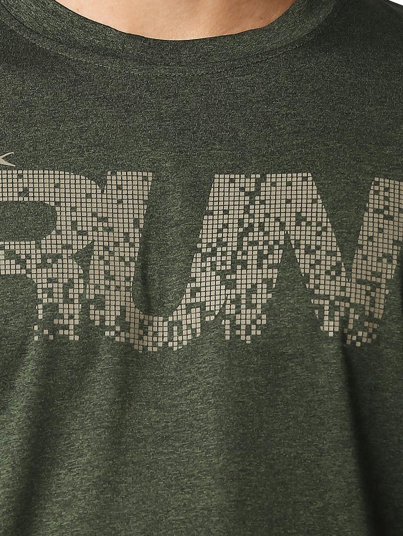 olive green chest-printed t-shirt - 18349165 - Standard Image - 3