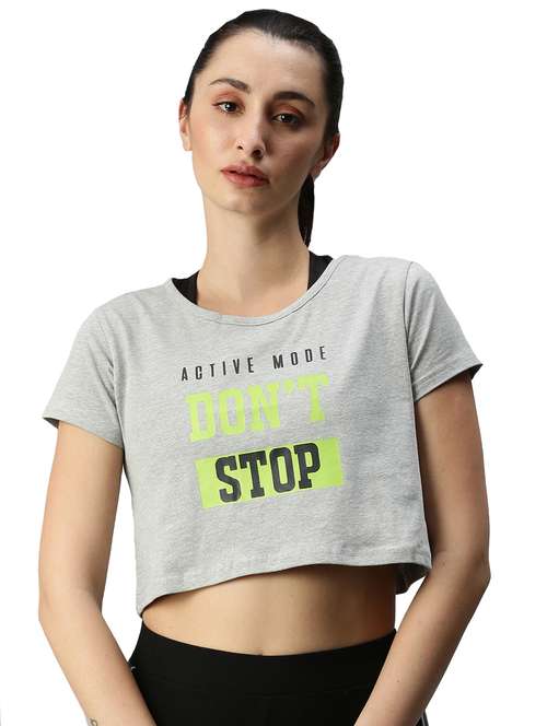 women's front print round neck t-shirt - 18349196 -  Standard Image - 0