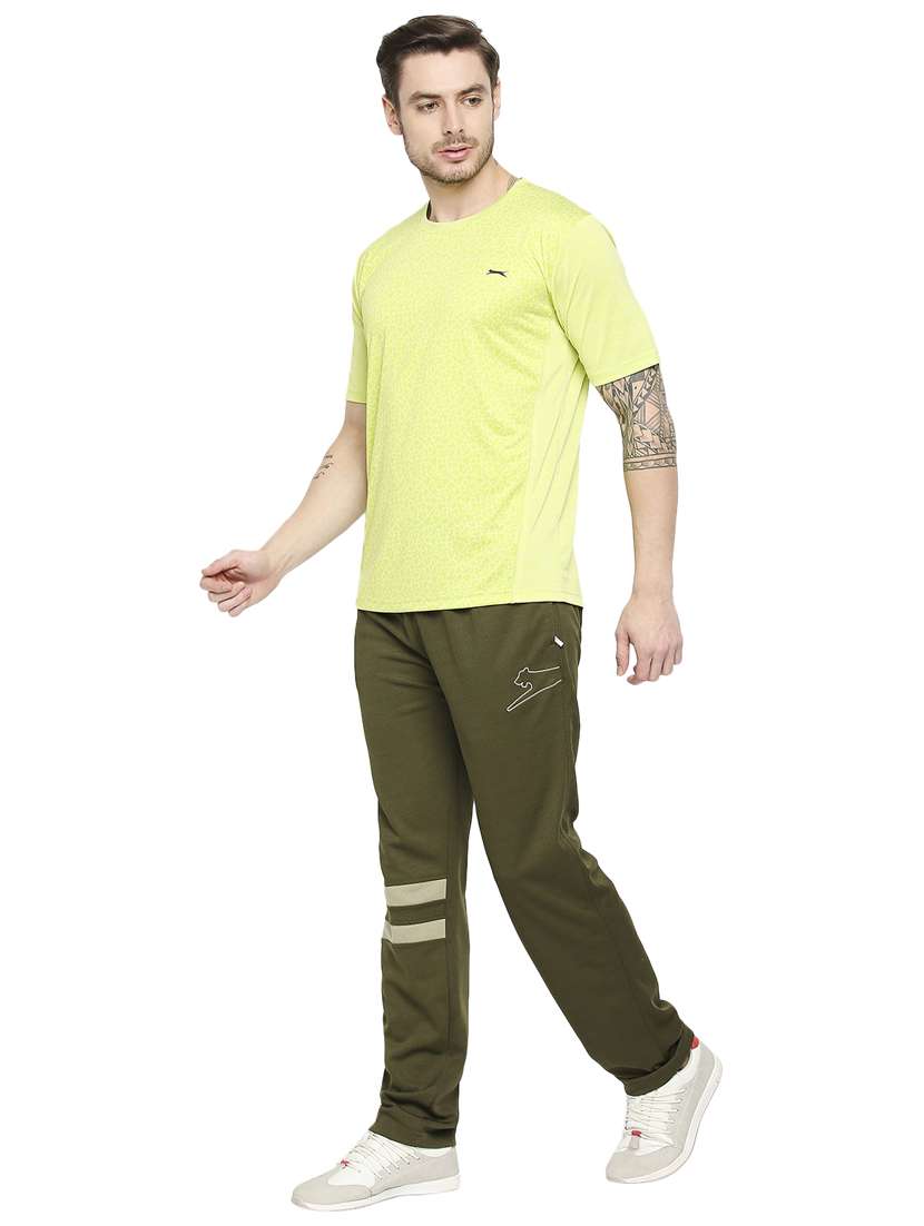 green solid full length track pant - 18349239 -  Standard Image - 3