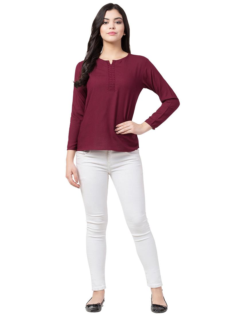 round neck solid top - 18349323 - Standard Image - 3