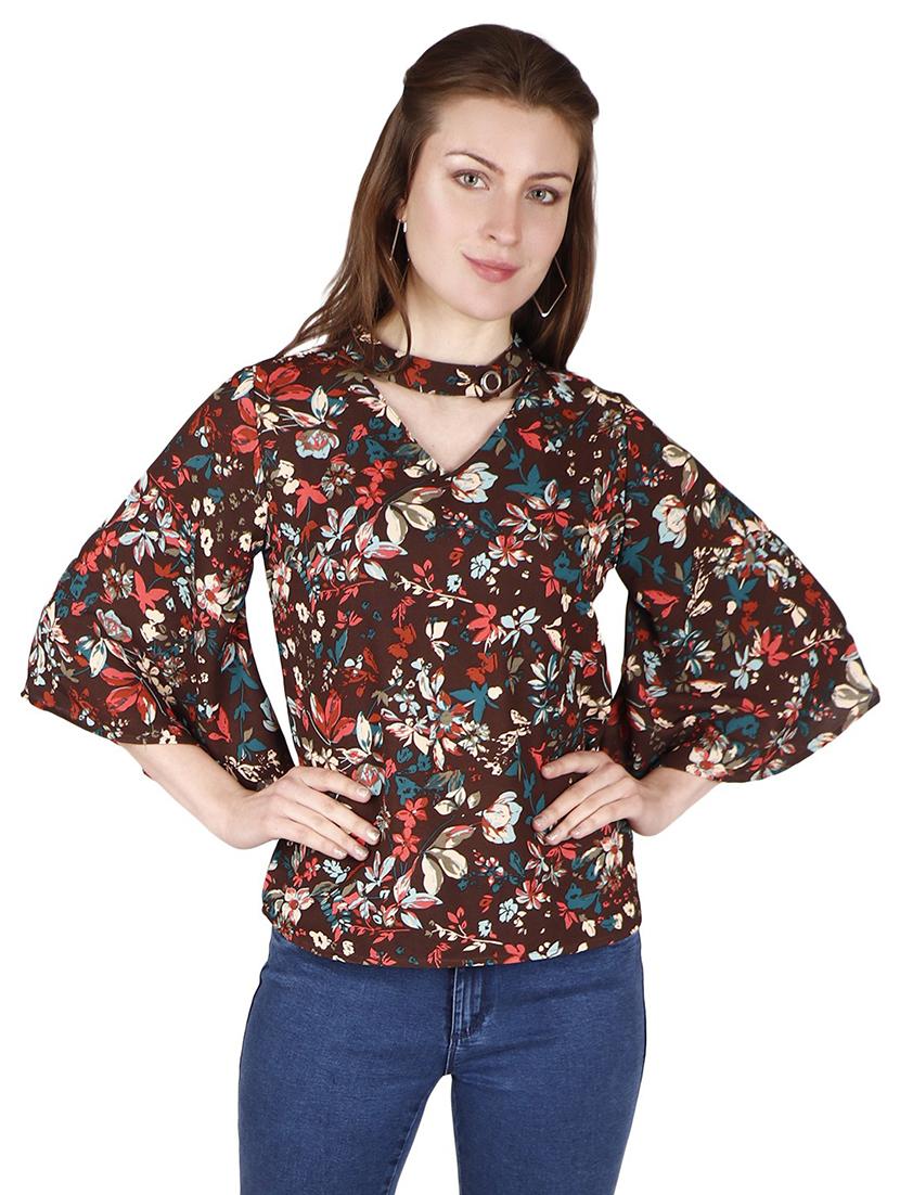 choker neck printed top - 18349342 - Zoom Image - 0
